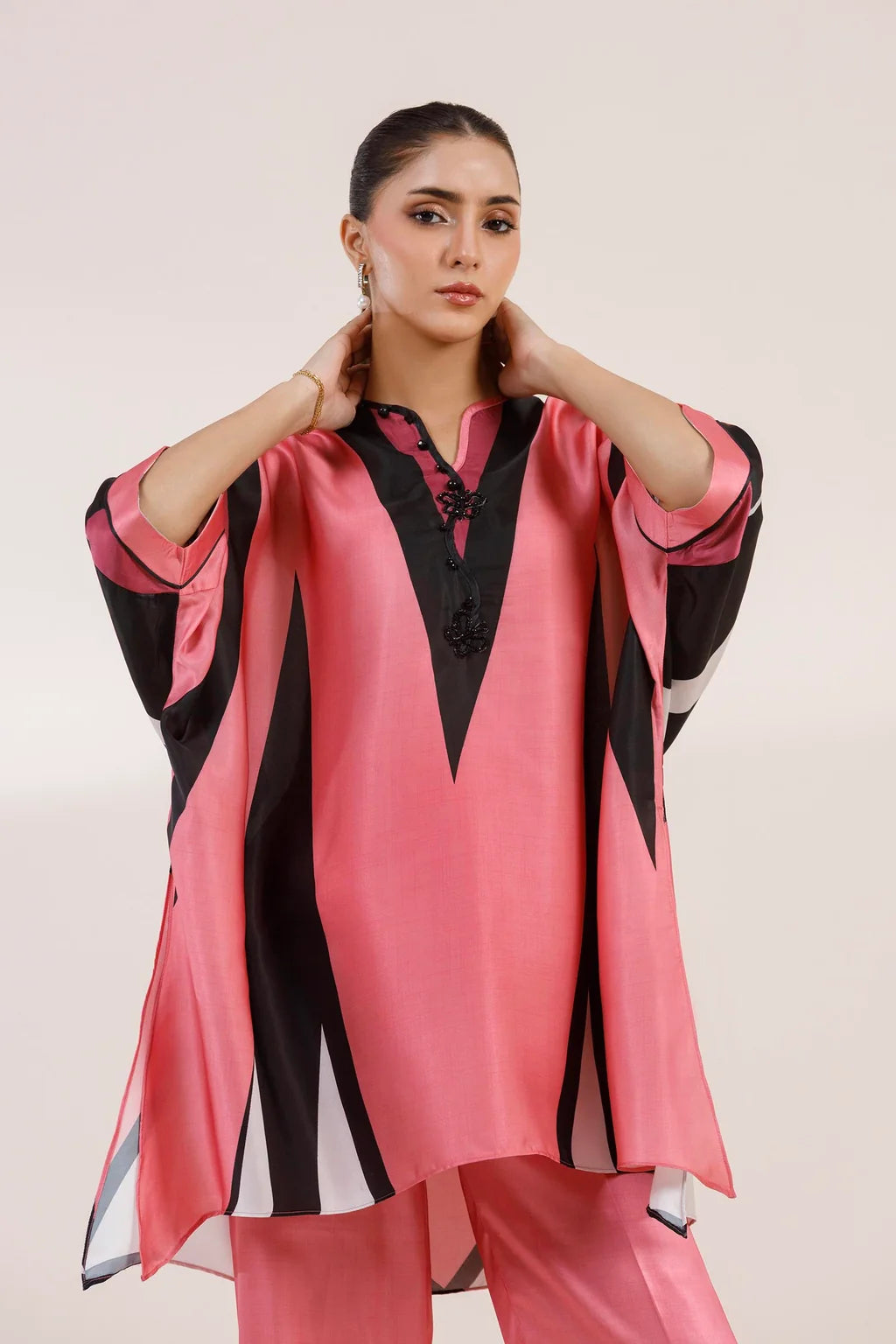 Stitched Printed Satin Shirt+ Culotte